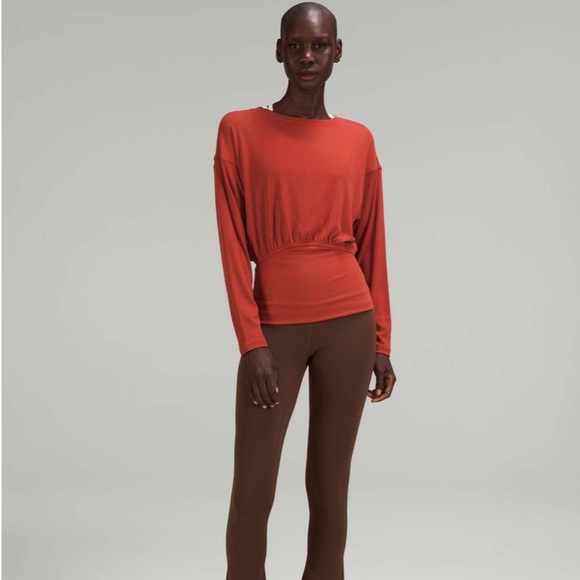 Lululemon Ribbed Long Sleeve Yoga Shirt Modal-Silk Cayenne - Picture 9 of 9